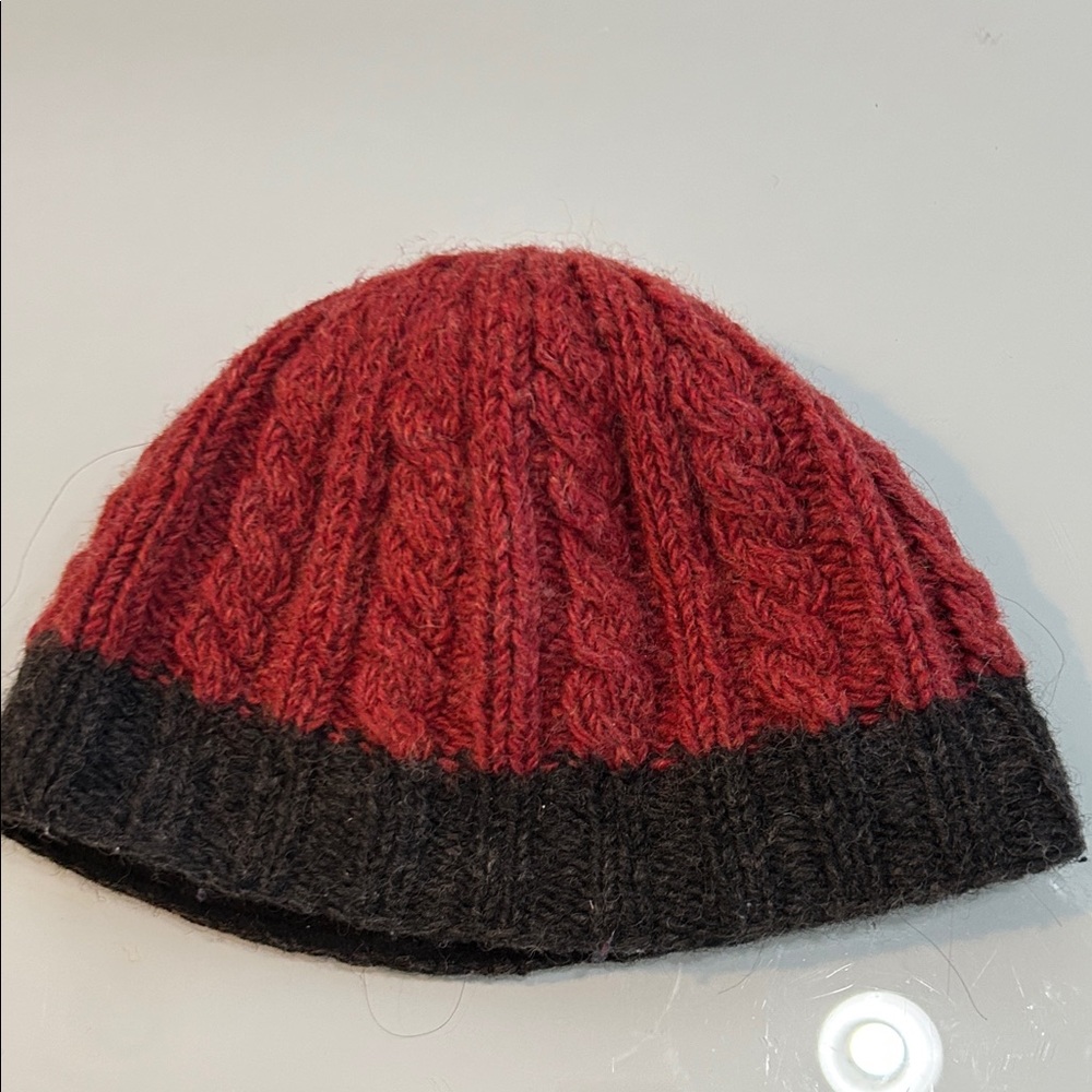 Aran Sweater Market Ireland cableknit rust brown lined wool Knit hat Beanie